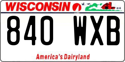 WI license plate 840WXB