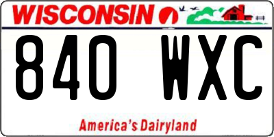 WI license plate 840WXC