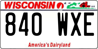 WI license plate 840WXE