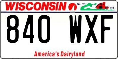 WI license plate 840WXF