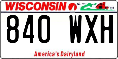 WI license plate 840WXH