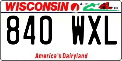 WI license plate 840WXL