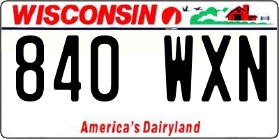 WI license plate 840WXN