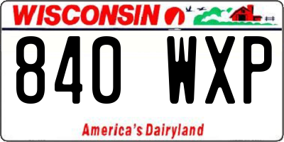 WI license plate 840WXP