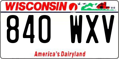 WI license plate 840WXV