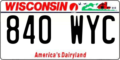 WI license plate 840WYC