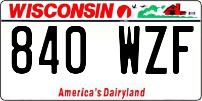 WI license plate 840WZF