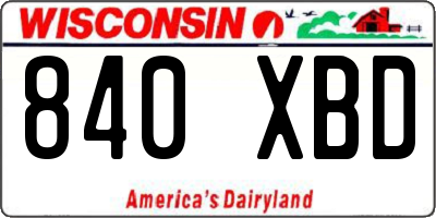 WI license plate 840XBD