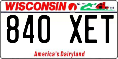 WI license plate 840XET