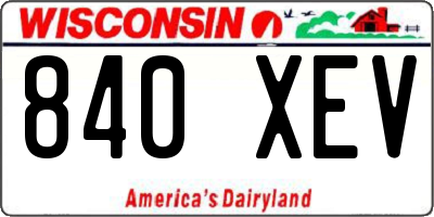 WI license plate 840XEV