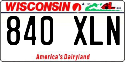 WI license plate 840XLN