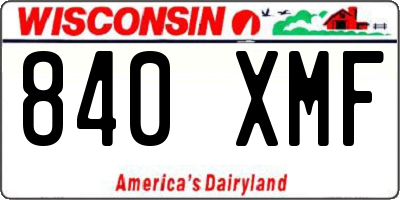 WI license plate 840XMF