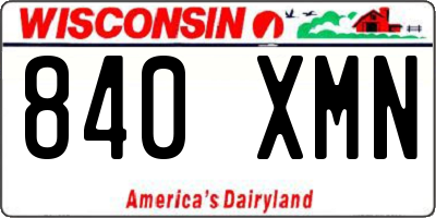 WI license plate 840XMN