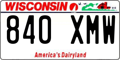 WI license plate 840XMW