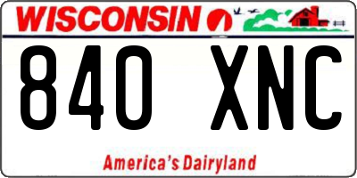 WI license plate 840XNC
