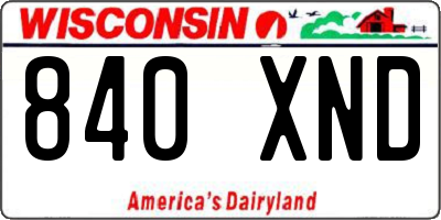 WI license plate 840XND