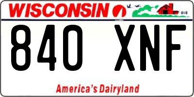 WI license plate 840XNF