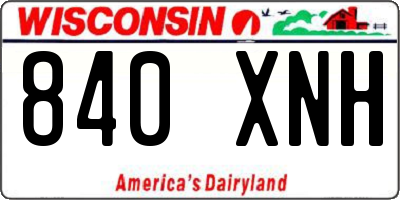 WI license plate 840XNH