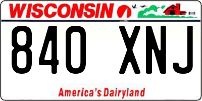 WI license plate 840XNJ
