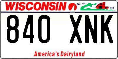 WI license plate 840XNK