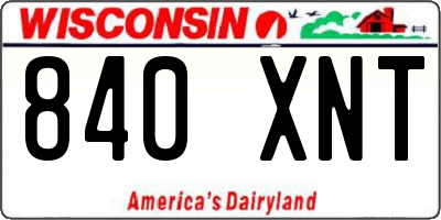 WI license plate 840XNT