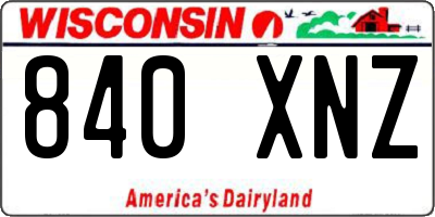 WI license plate 840XNZ