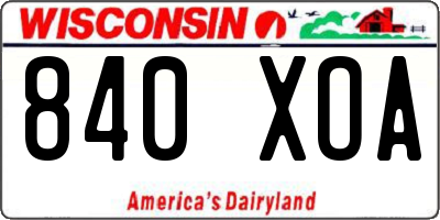 WI license plate 840XOA