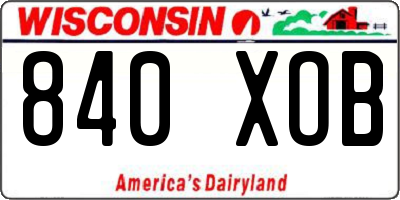 WI license plate 840XOB