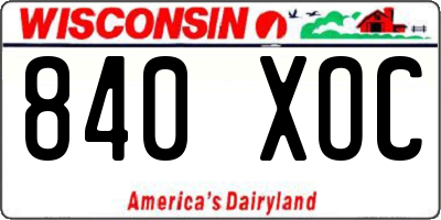 WI license plate 840XOC