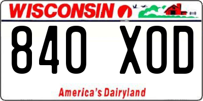 WI license plate 840XOD