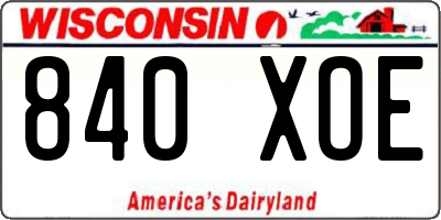WI license plate 840XOE
