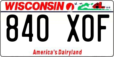 WI license plate 840XOF