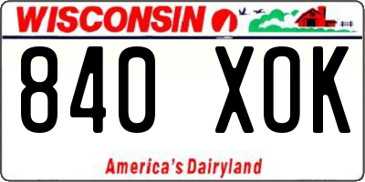 WI license plate 840XOK