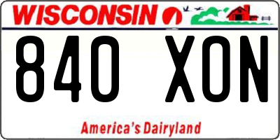 WI license plate 840XON