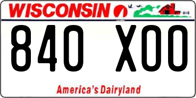 WI license plate 840XOO