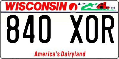 WI license plate 840XOR