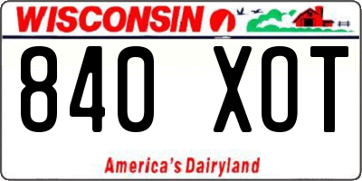 WI license plate 840XOT