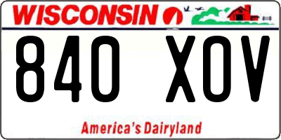 WI license plate 840XOV