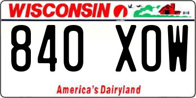 WI license plate 840XOW