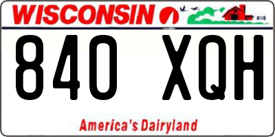 WI license plate 840XQH