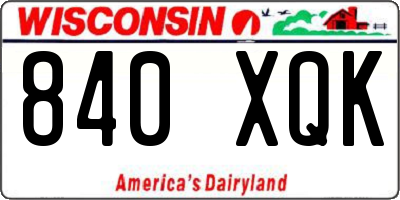 WI license plate 840XQK