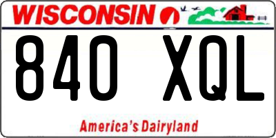 WI license plate 840XQL
