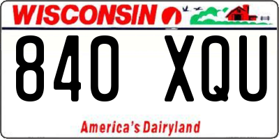 WI license plate 840XQU