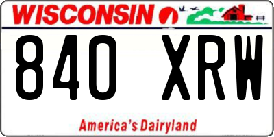 WI license plate 840XRW