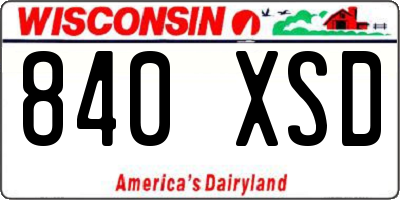 WI license plate 840XSD