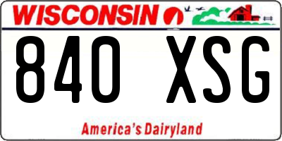 WI license plate 840XSG