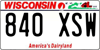 WI license plate 840XSW