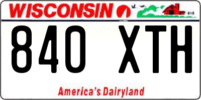 WI license plate 840XTH