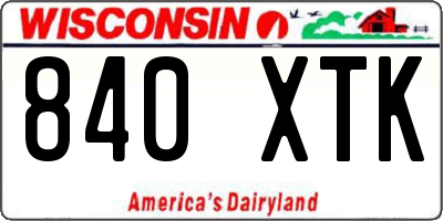 WI license plate 840XTK