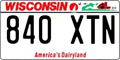 WI license plate 840XTN